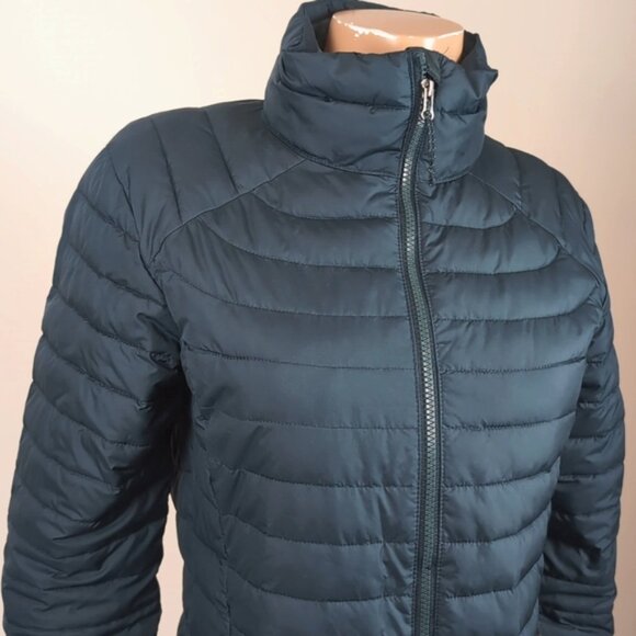 Columbia Puffer Jacket Womens Medium White Out ll Omni Heat Dark Seas Teal - Picture 3 of 15